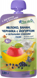 Fleur Alpine Пюре детское Яблоко, банан, черника с йогуртом и цельными злаками, с 6 месяцев, 120 г
