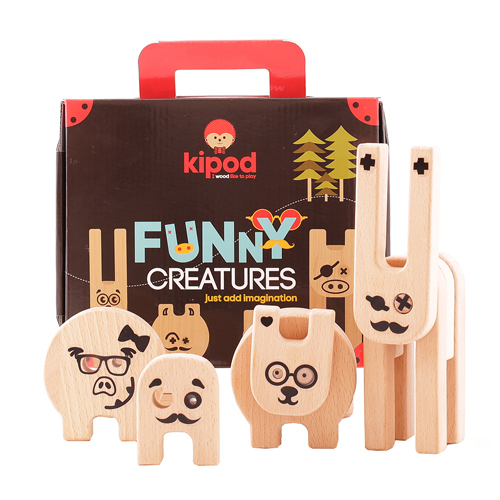 Kipod Деревянный конструктор Веселый зверинец с наклейками