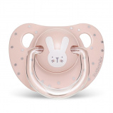 Suavinex Пустышка Hello Baby R0 с силиконовой соской, 0-6 месяцев / цвет розовый