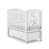 Детская кроватка с продольным маятником Erbesi Stella White