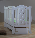 Кровать детская универсальная "Кубаночка - 9" с кожаными  вставками БИ 84.5 / белый жемчуг