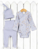 Baby Boom Комплект: боди, ползунки, шапка / цвет серо-голубой