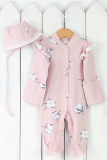 Baby Boom Комплект: комбинезон и чепчик Хлопок на розовом