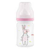 Mepsi Бутылочка для кормления Bunny, 150 мл, от 0 месяцев / цвет розовый, белый