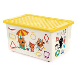 Little Angel Детский ящик "Три кота. Обучайка: читай" / цвет бело-желтый