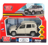 Машина металл LADA NIVA travel 12 см, двери, инерц, бежевый, кор. Технопарк 415050