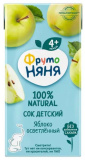 ФрутоНяня Сок яблочный, 0,2 л, с 4 месяцев