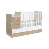 Polini kids Кроватка-трансформер детская с комодом Simple 1111 / цвет белый, ваниль