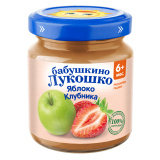 Бабушкино Лукошко Пюре Яблоко Клубника 100г 6 мес
