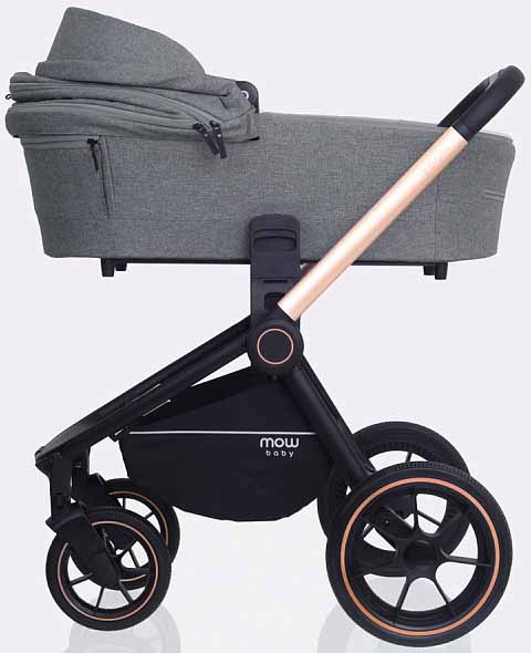 MowBaby Коляска 2 в 1 Zoom PU / цвет Gold Grey (серый, рама золото)