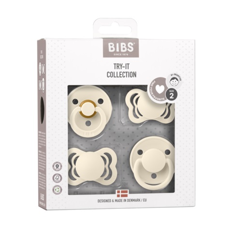 Набор пустышек BIBS Try-it, 4 шт. - Ivory, 6+ мес.