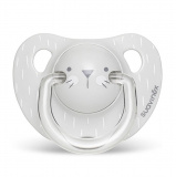 Suavinex Пустышка Hugge Baby R0 с силиконовой соской, 6-18 месяцев / цвет серый (зайка)