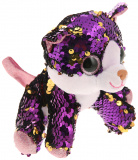 ABtoys Мягкая игрушка Кошка с пайетками, 14 см / цвет белый, фиолетовый