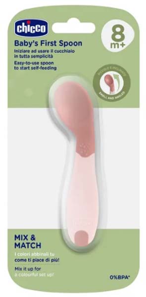 Chicco Ложка Babys First Spoon, 8+ месяцев / цвет розовый