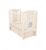 Кровать детская Жаклин декор Мишка на качелях голубой К-2002-30м / слоновая кость