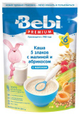 Bebi Premium Каша молочная 5 злаков с абрикосом и малиной, с 6 месяцев, 200 г