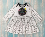 Little star Платье для девочки "Детка, Ты просто космос" 1 год / цвет белый (звезды)