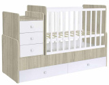 Polini kids Кроватка детская Simple 1100 с комодом / цвет вяз-белый