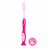 Chicco Детская зубная щетка для молочных зубов с присоской / цвет розовый