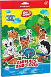 Игровой 3D пазл для раскрашивания Artberry, Animals and food, 6 фломастера и 2 карты с фигурками для