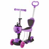Novatrack Детский самокат-кикборд Disco-kids, трансформер, нагрузка max 25кг, фиолетовый