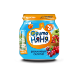 Фрутоняня пюре 100гр "Витаминный Салатик" (Яблоко/шиповник/клюква) с 5 мес
