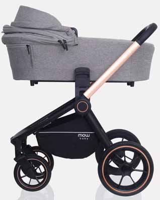 MowBaby Коляска 2 в 1 Zoom PU / цвет Gold Beige (бежево-серый, рама золото)