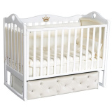 Антел Кровать детская "Каролина 5", мягкий фасад, а/с, универсальный маятник / цвет белый