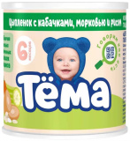 Тема Пюре из цыпленка с кабачками, морковью и рисом, с 6 месяцев, 100 г