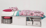 PoLIni kids Кровать детская Simple 3000 с нишами / цвет белый