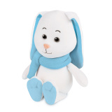 Maxitoys Luxury Мягкая игрушка Зайка Снежок с Длинными Ушами в Шарфе, 20 см / цвет белый, голубой