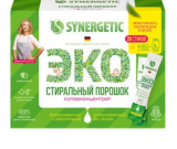 Synergetic Стиральный порошок биоразлагаемый гипоаллергенный в стиках, 20 стирок / цвет белый, зеленый