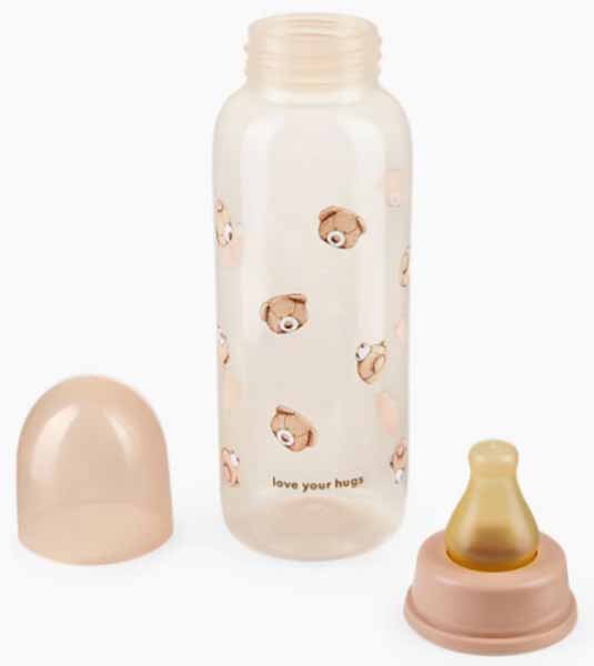 Happy Baby Бутылочка для кормления с латексной соской, 250 мл / цвет bear (розовый)