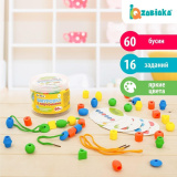 Iq-zabiaka Развивающая игра Шнуровка с карточками  по методике Монтессори / разноцветная
