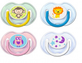 Avent Пустышка силиконовая "Дизайн" с животными, 0-6 мес., 2 шт.