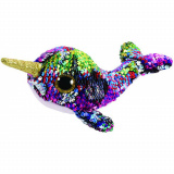 TY Flippables CALYPSO Разноцветный кит с рогом в пайетках