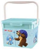 Контейнер для игрушек "Маша и медведь" / цвет голубой