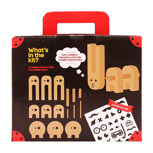 Kipod Деревянный конструктор Веселый зверинец с наклейками