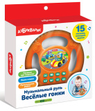 Азбукварик Музыкальный руль "Веселые гонки" / цвет оранжевый