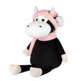 Maxitoys Мягкая Игрушка Luxury, Коровка Маша в Шарфе и Шапке, 28 см / цвет белый, черный