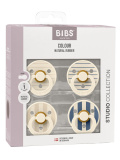 Набор пустышек латексных BIBS Studio Colour, 4 шт. - Pin - Ivory Vanilla Mix/Ivory Steel Blue Mix.