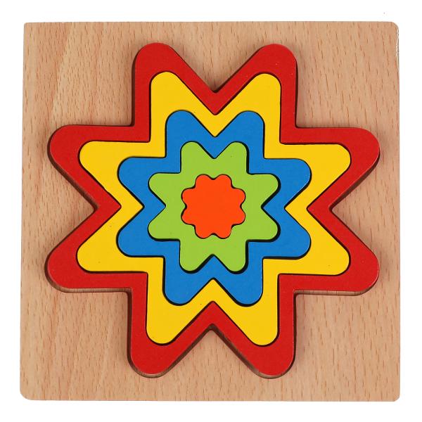 Буратино Развивающая игрушка из дерева «Радужные геометрики»