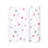 Adam Stork Пеленка для девочки из муслина / цвет Pink Hearts 