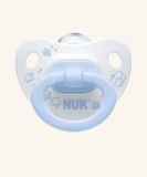 NUK CLASSIC соска-пустышка ортодонтической формы "BABY BLUE" с кольцом, силикон, размер 1