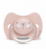 Suavinex Пустышка Hugge Baby с физиологической силиконовой соской Зайка с крапинками, цвет / розовый, 0-6 месяцев