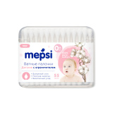 Mepsi Ватные палочки детские с ограничителем, 55 шт / цвет белый