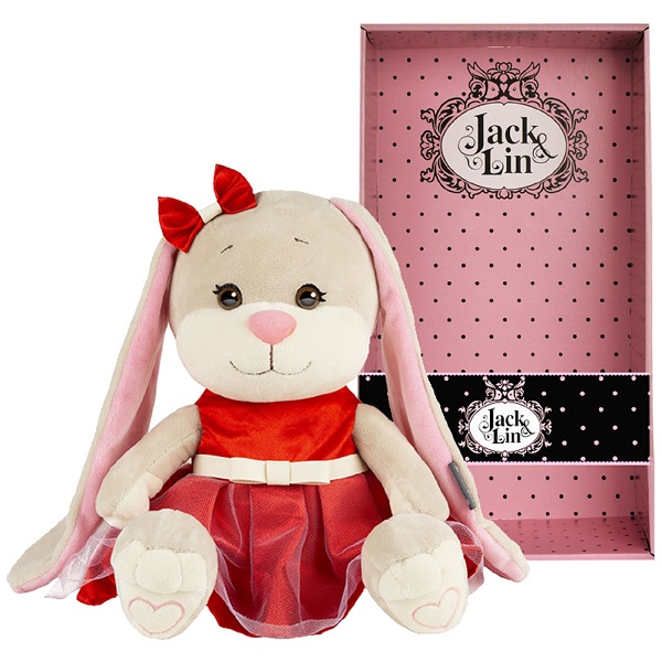 Jack&Lin Мягкая игрушка "Зайка в Нарядном Красном Платье", 25 см
