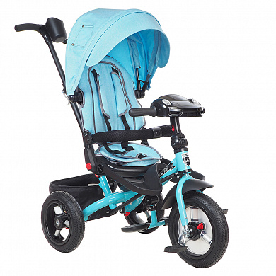 Mini trike трехколесный велосипед с поворотным сидением light blue jeans, надувные колеса 12"/10" /цвет джинс голубой