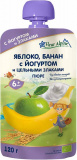 Fleur Alpine Пюре детское Яблоко, банан с йогуртом и цельными злаками, с 6 месяцев, 120 г