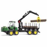 Bruder Трактор John Deere 1210E с прицепом с манипулятором и брёвнами